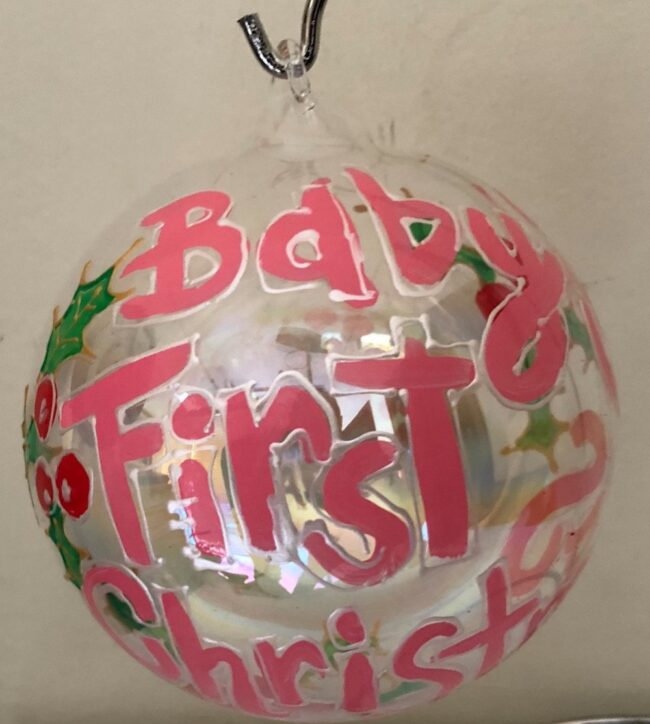 Pallina di Natale in vetro personalizzabile, Baby's first christmas. - immagine 2