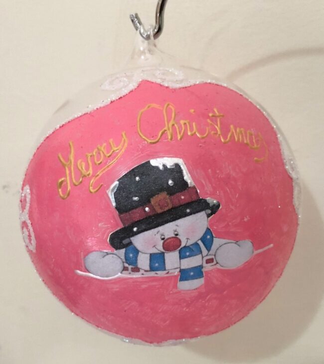 Pallina Natalizia in vetro con scritta " Merry Christmas + Nome" - immagine 2