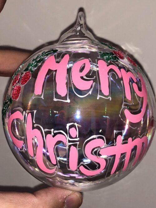 Pallina di Natale in vetro personalizzabile, Merry christmas + nome