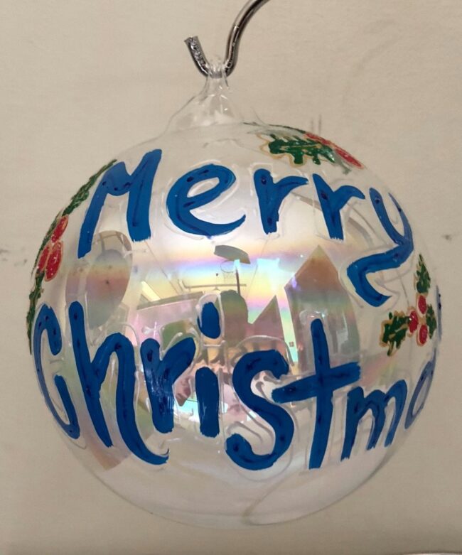 Pallina di Natale in vetro personalizzabile, Merry christmas + nome - immagine 2