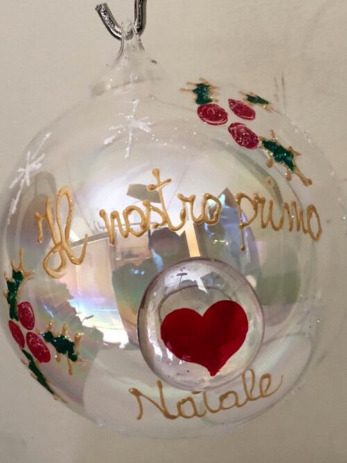Pallina di Natale in vetro personalizzabile, Il Primo Natale di ....