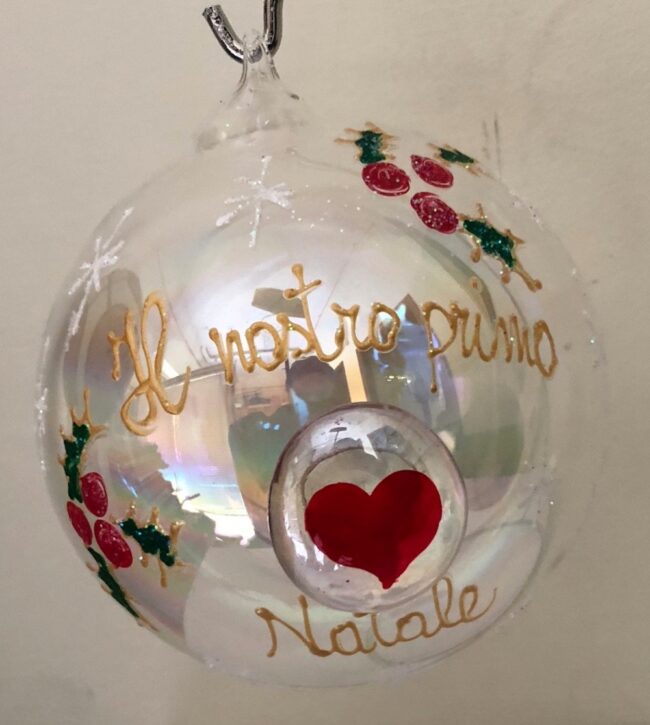 Pallina di Natale in vetro personalizzabile, Il Primo Natale di ....