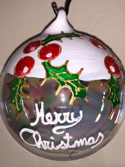 Pallina di Natale in vetro personalizzabile, Merry christmas + nome
