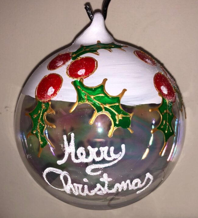 Pallina di Natale in vetro personalizzabile, Merry christmas + nome