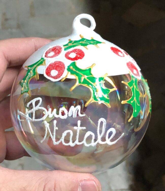 Pallina di Natale in vetro personalizzabile, Merry christmas + nome - immagine 2