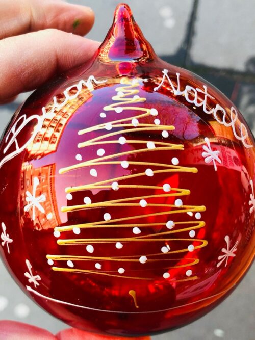 Pallina Rossa con Albero Natale in vetro