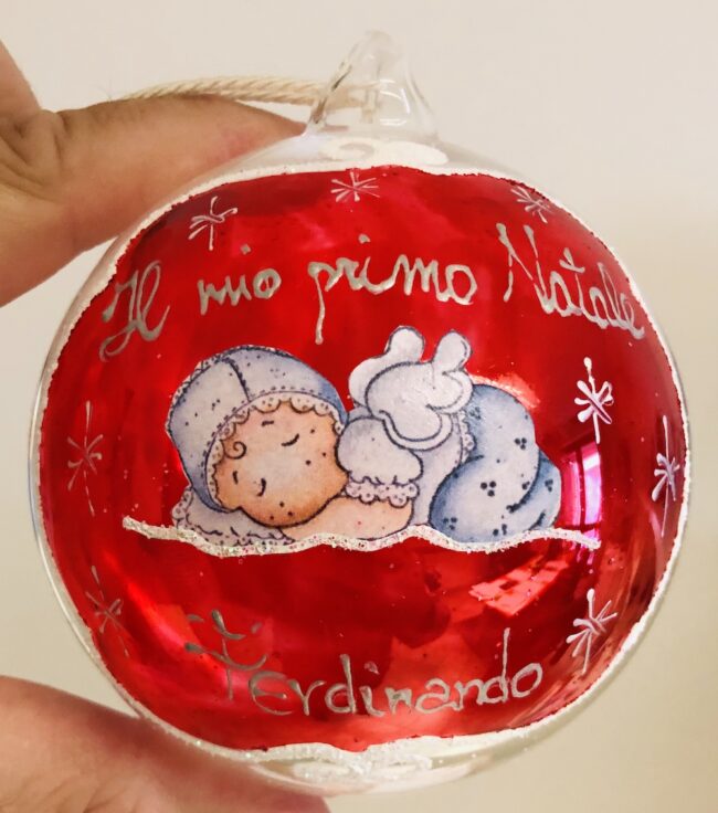 Pallina di Natale in vetro personalizzabile, Il Primo Natale di .... - immagine 4