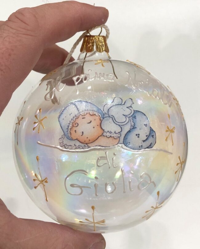 Pallina di Natale in vetro personalizzabile, Il Primo Natale di .... - immagine 3