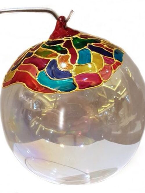 Pallina Natalizia in vetro multicolor personalizzabile con scritta