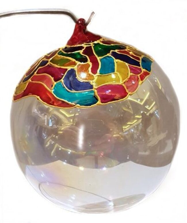 Pallina Natalizia in vetro multicolor personalizzabile con scritta