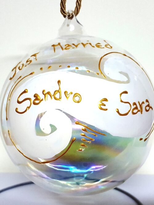 Pallina di Natale dipinta a mano personalizzabile con nome sposi
