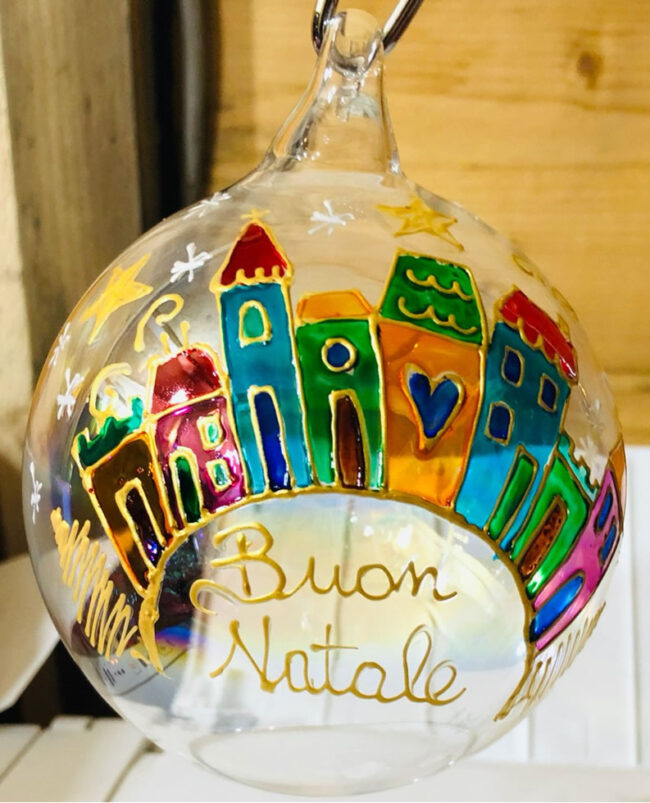 Pallina Natalizia con casette moderne - immagine 3