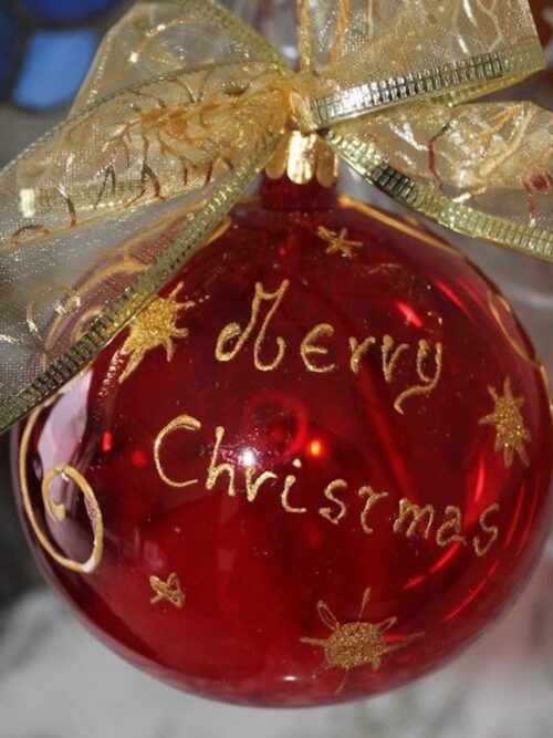 Pallina Natalizia in vetro con scritta Merry Christmas