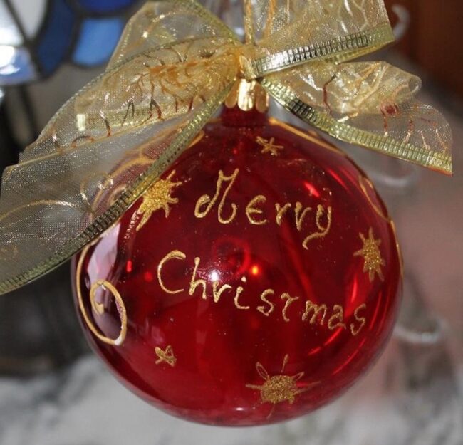Pallina Natalizia in vetro con scritta Merry Christmas