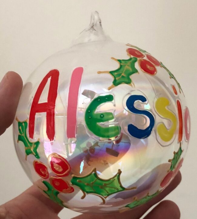 Pallina di Natale in vetro personalizzabile, nome.... - immagine 2