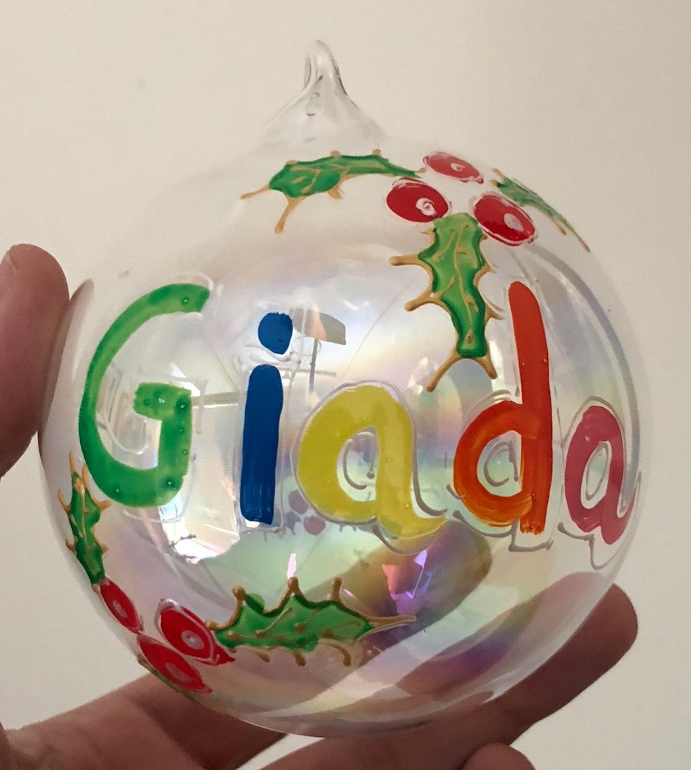 Pallina di Natale in vetro personalizzabile, nome....