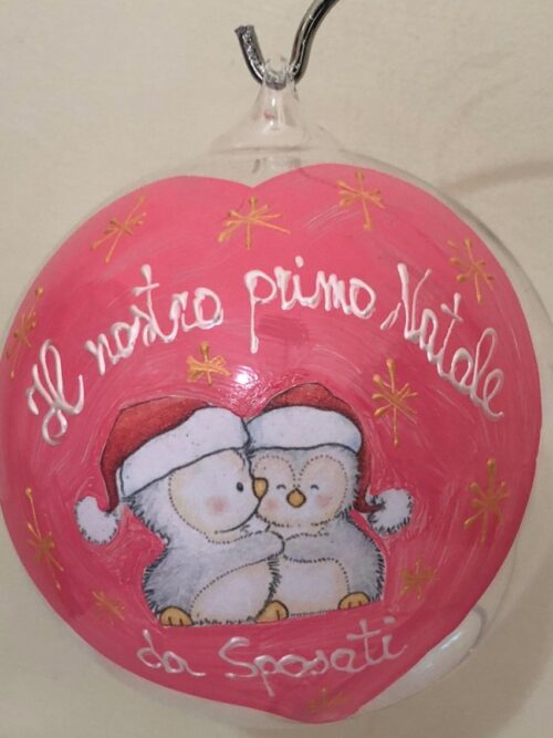 Pallina Natalizia con scritta " Il ns primo natale da sposati"