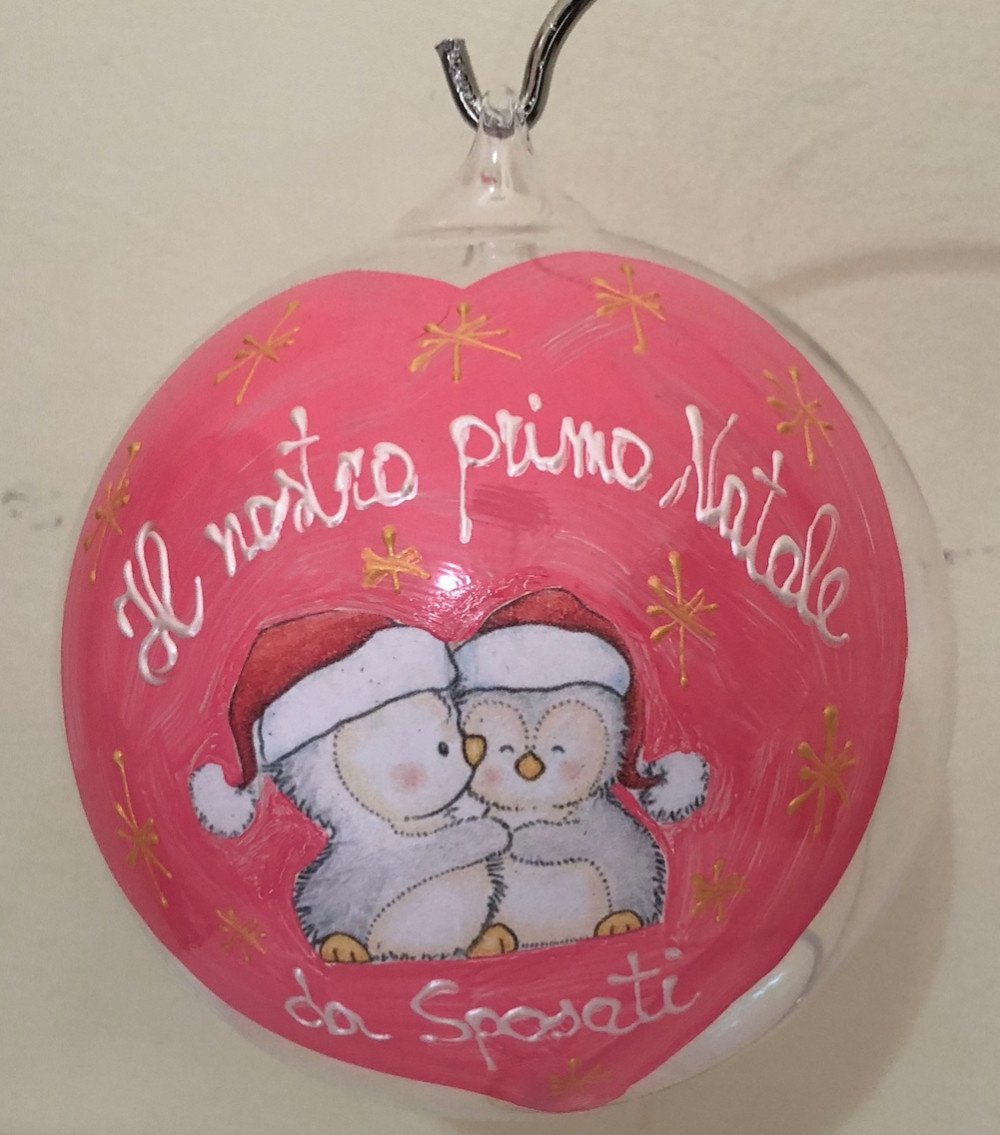 Pallina Natalizia con scritta " Il ns primo natale da sposati"