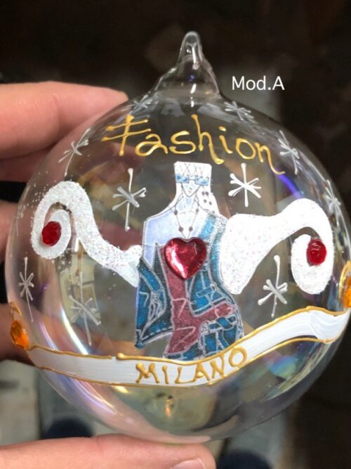 Pallina natalizia in vetro decorata a mano - Fashion