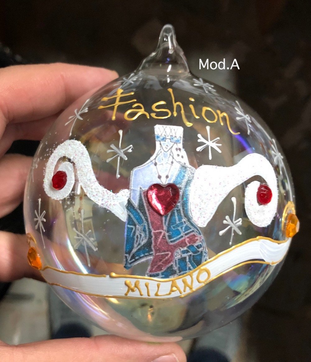 Pallina natalizia in vetro decorata a mano - Fashion
