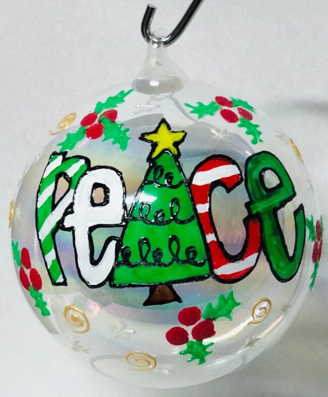 Pallina di Natale con scritta Peace
