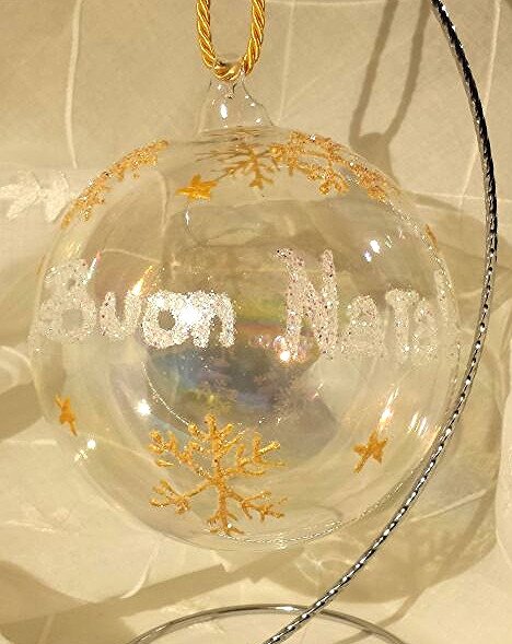 Pallina di Natale in vetro decorata a mano con scritta