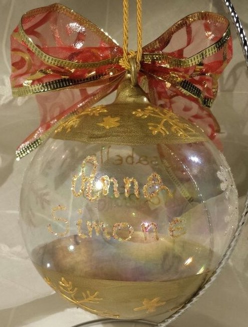 Pallina di Natale in vetro decorata e scritta personalizzabile