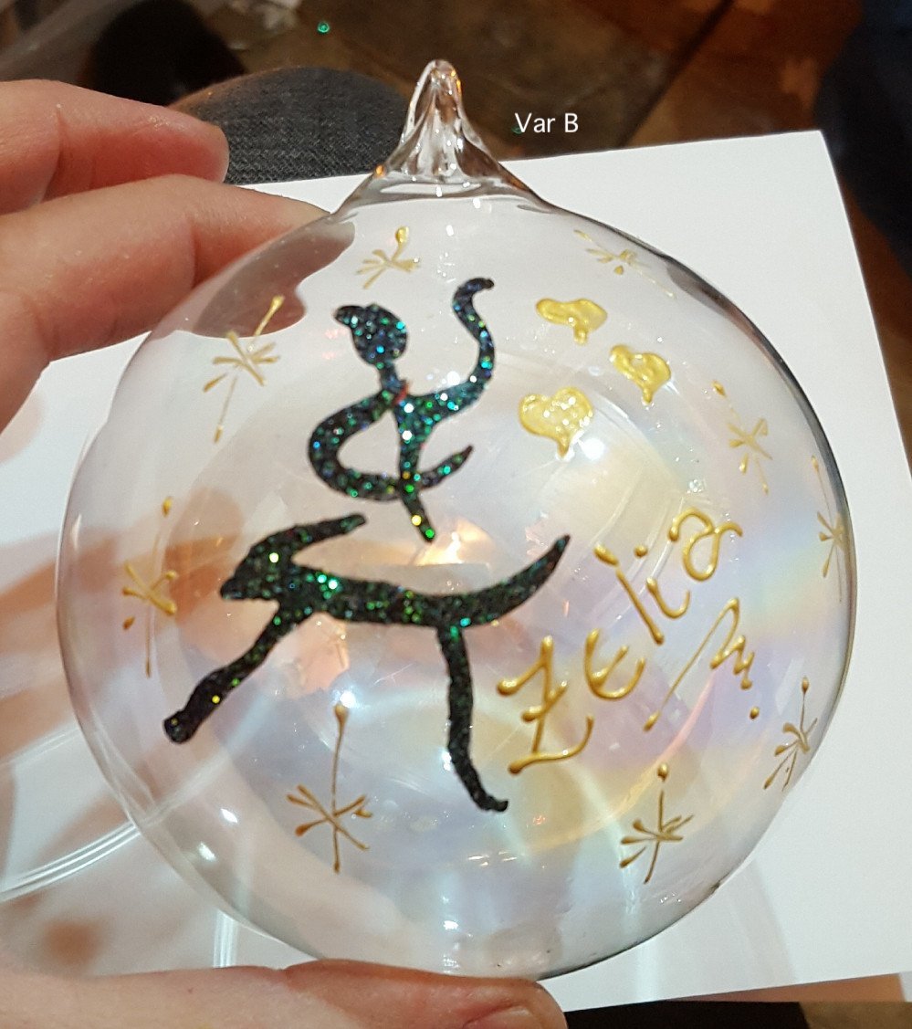 Pallina di Natale in vetro trasparente decorata " come vuoi tu" - immagine 2