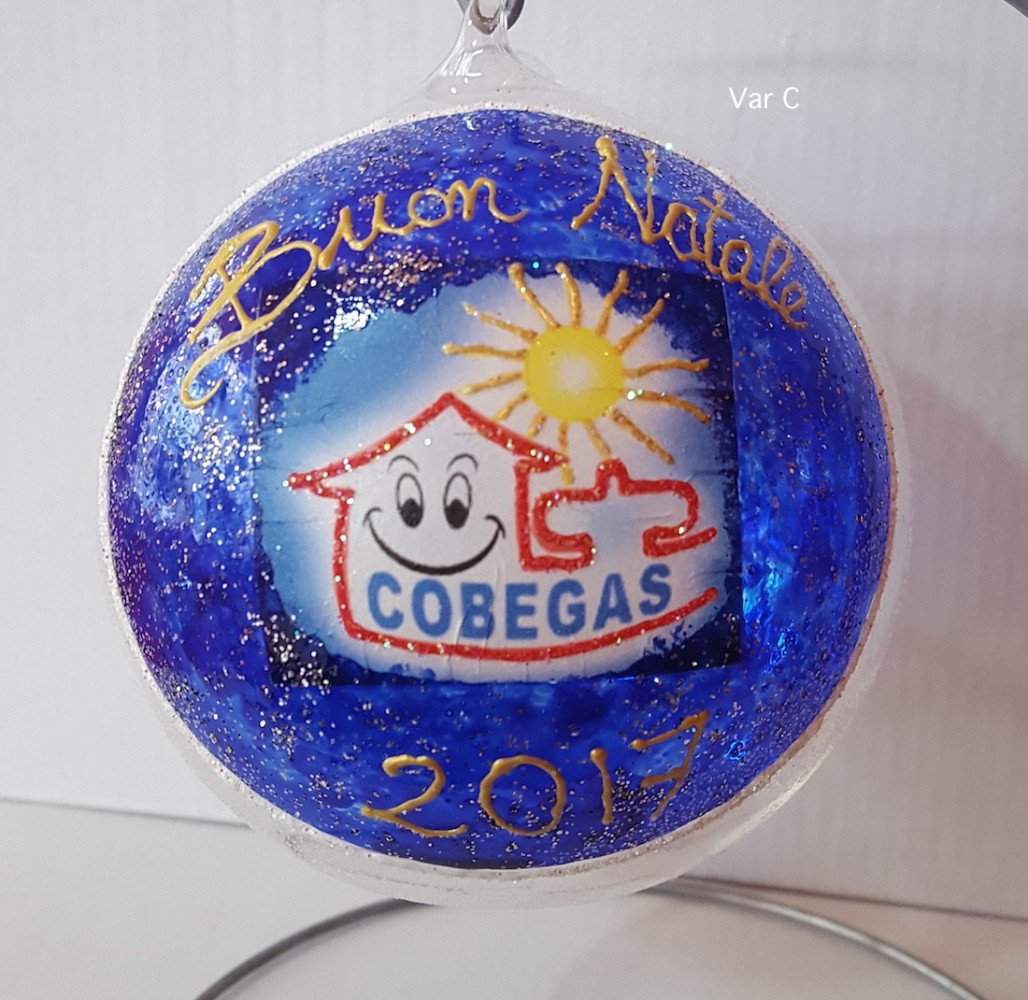 Pallina di Natale in vetro personalizzabile con logo azienda - immagine 3