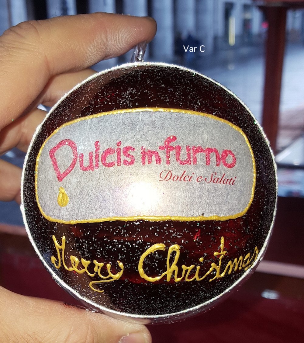 Pallina di Natale in vetro personalizzabile con logo azienda jpg. - immagine 3