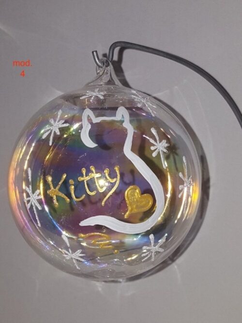 Pallina di Natale in vetro con gatto o cane, personalizzabile