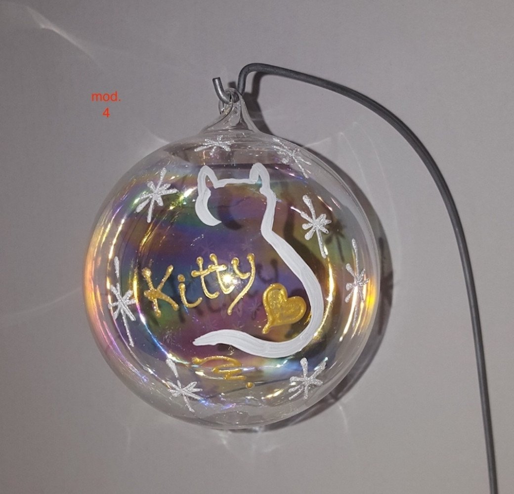 Pallina di Natale in vetro con gatto o cane, personalizzabile