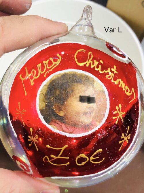 Pallina di Natale in vetro personalizzabile con foto jpg.