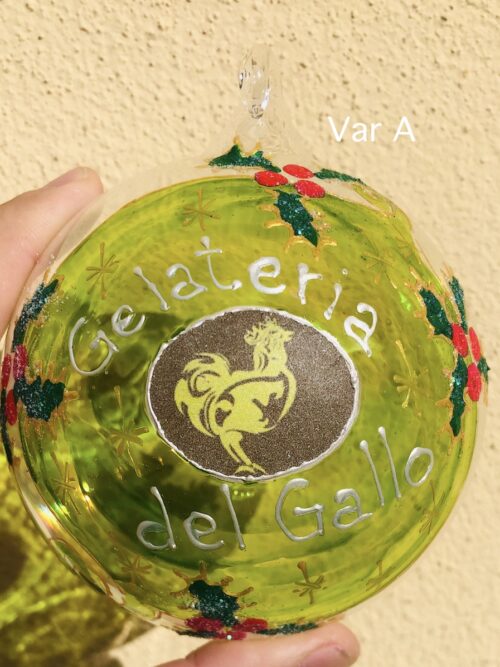 Pallina di Natale in vetro personalizzabile con logo azienda jpg.