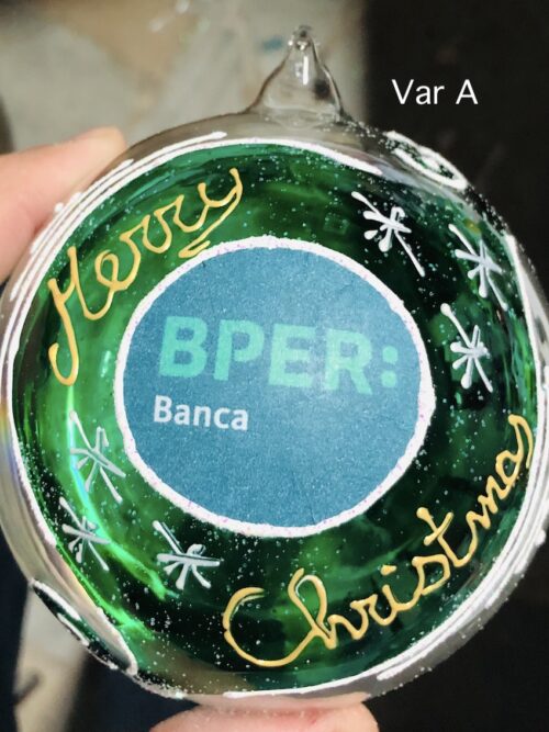 Pallina di Natale in vetro personalizzabile con logo azienda jpg