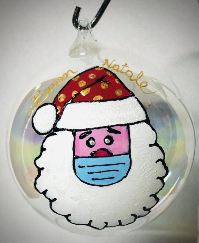 Pallina Natalizia con Babbo Natale e la  mascherina+ personalizzazione - immagine 2