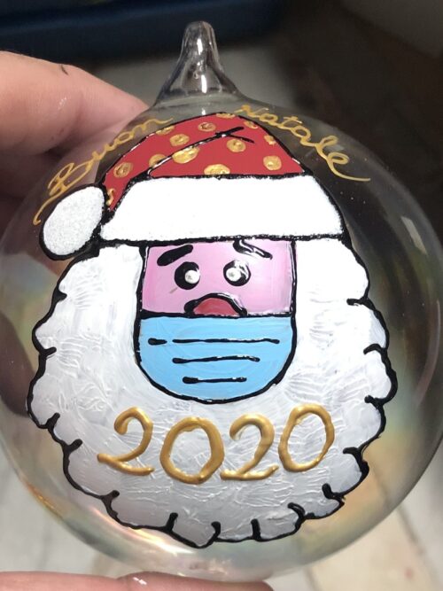 Pallina Natalizia con Babbo Natale e la  mascherina+ personalizzazione