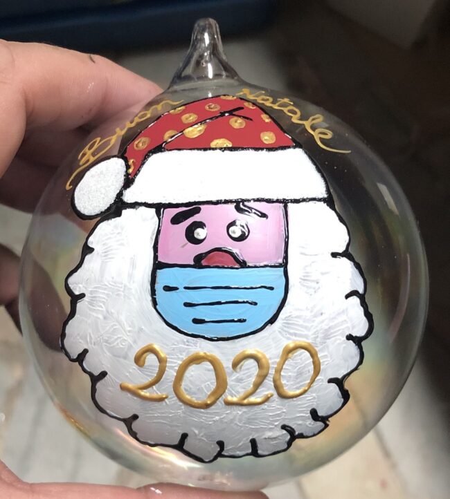 Pallina Natalizia con Babbo Natale e la  mascherina+ personalizzazione
