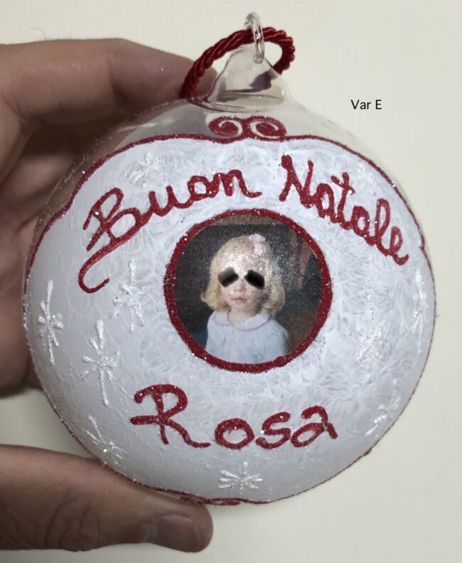 Pallina di Natale in vetro personalizzabile con scritta e  foto jpg. - immagine 3