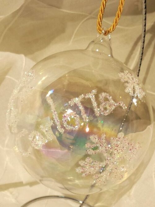 Pallina in vetro con decori effetto neve personalizzabile