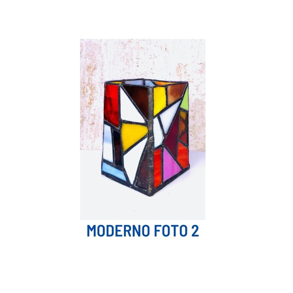 Portapenne moderno multicolor in vetro tiffany - immagine 2