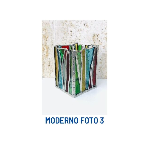 Portapenne moderno multicolor in vetro tiffany - immagine 3