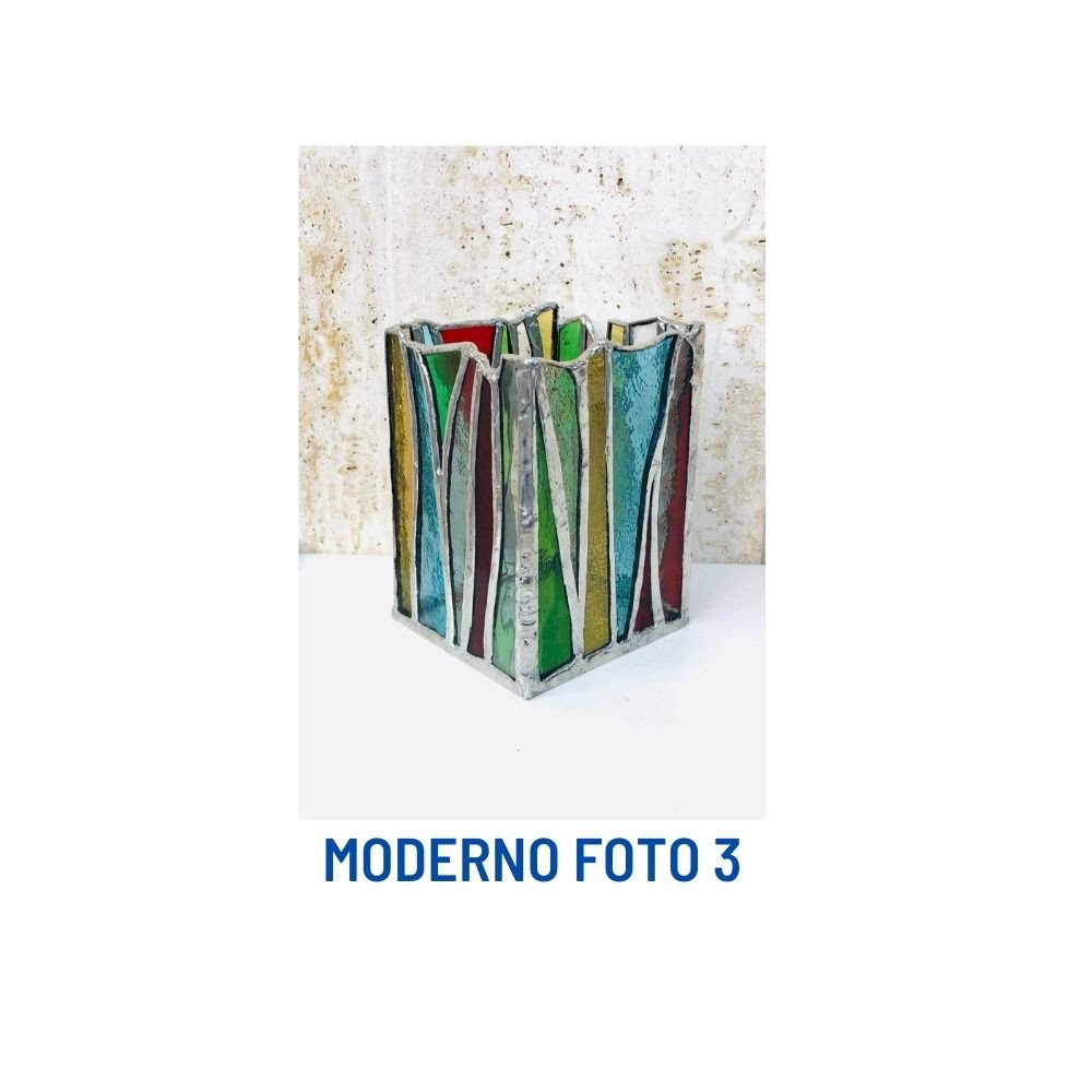 Portapenne moderno multicolor in vetro tiffany - immagine 3