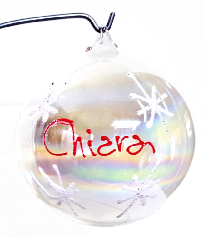 Pallina di Natale in vetro personalizzabile con nome rosso - immagine 2