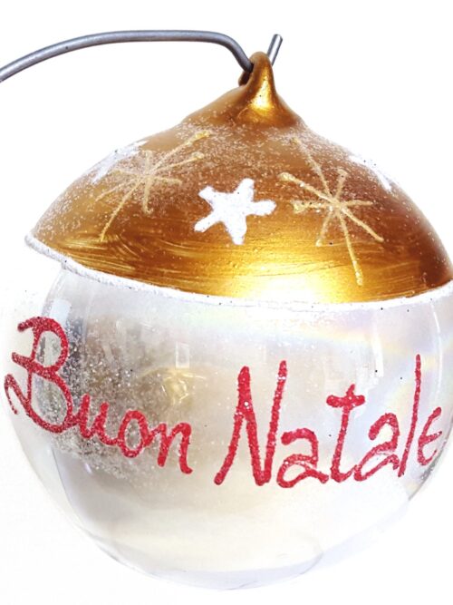 Pallina di Natale in vetro personalizzabile con scritta rossa