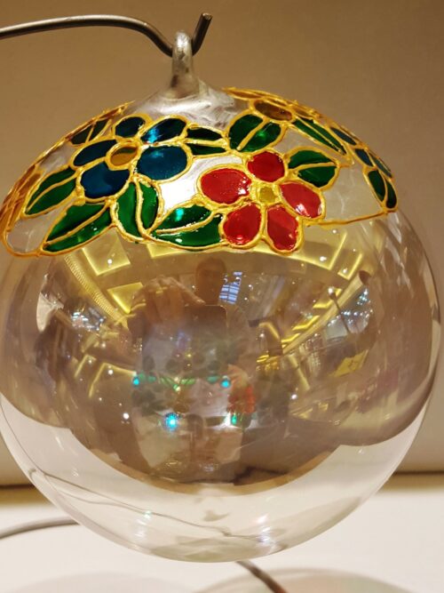 Pallina di Natale in vetro personalizzabile, Fiori