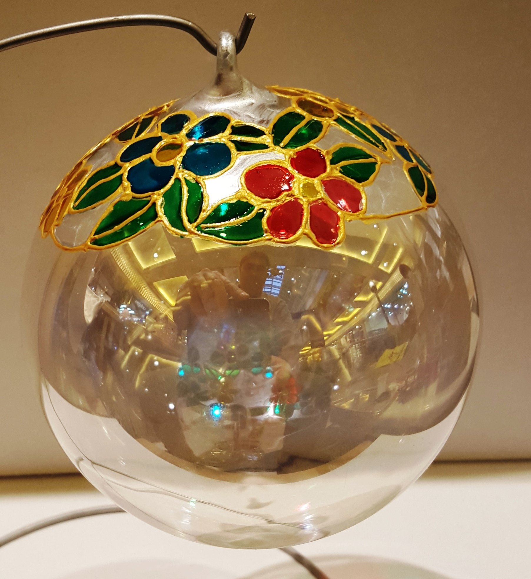 Pallina di Natale in vetro personalizzabile, Fiori
