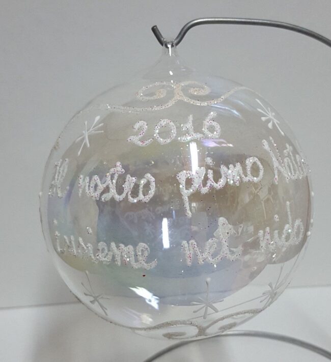 Pallina di Natale in vetro decorata a mano personalizzabile - immagine 2