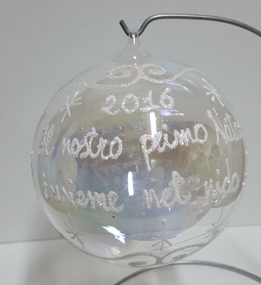 Pallina di Natale in vetro decorata a mano personalizzabile - immagine 2
