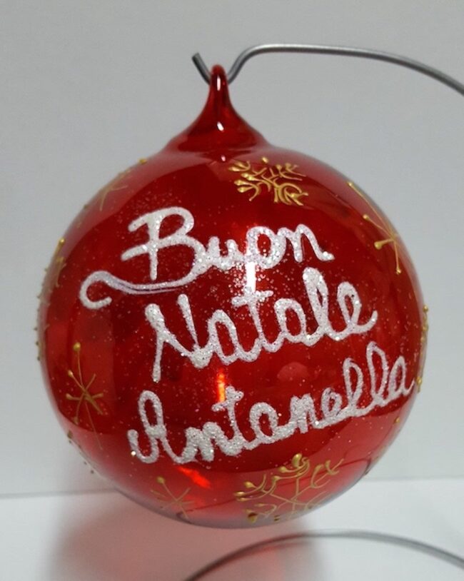 Pallina Natalizia in vetro rosso personalizzabile con scritta
